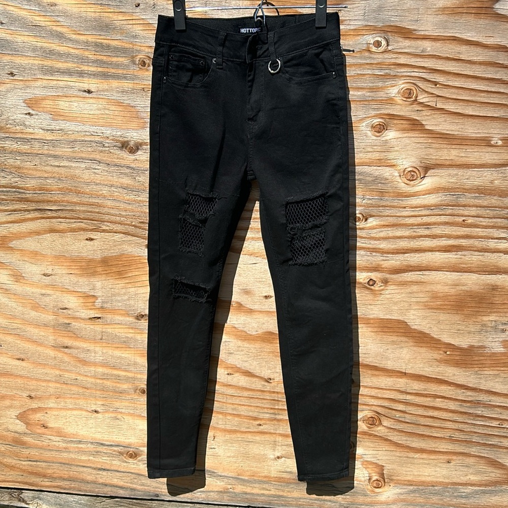 Hot Topic Fishnet Destruction Chain Jeans